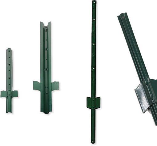 Green PVC Coated Carbon Steel Tubular Chain Link Fencing Posts
