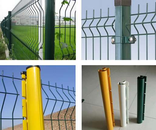 PVC Coated Steel Post for Green Coated Welded Mesh Fence Panel Installation